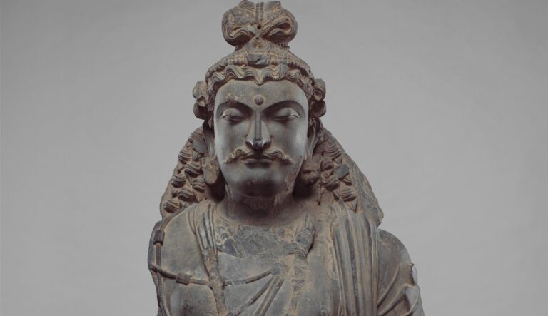 Gandhara: Bust of a Bodhisattva,  ca. 4th–5th century CE, ancient Ganhara (today’s Pakistan), Metropolitan Museum of Art, New York City, NY, USA.
