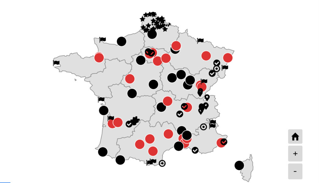 France UNESCO: Map of World Heritage Sites in France. Via Worldheritagesites.
