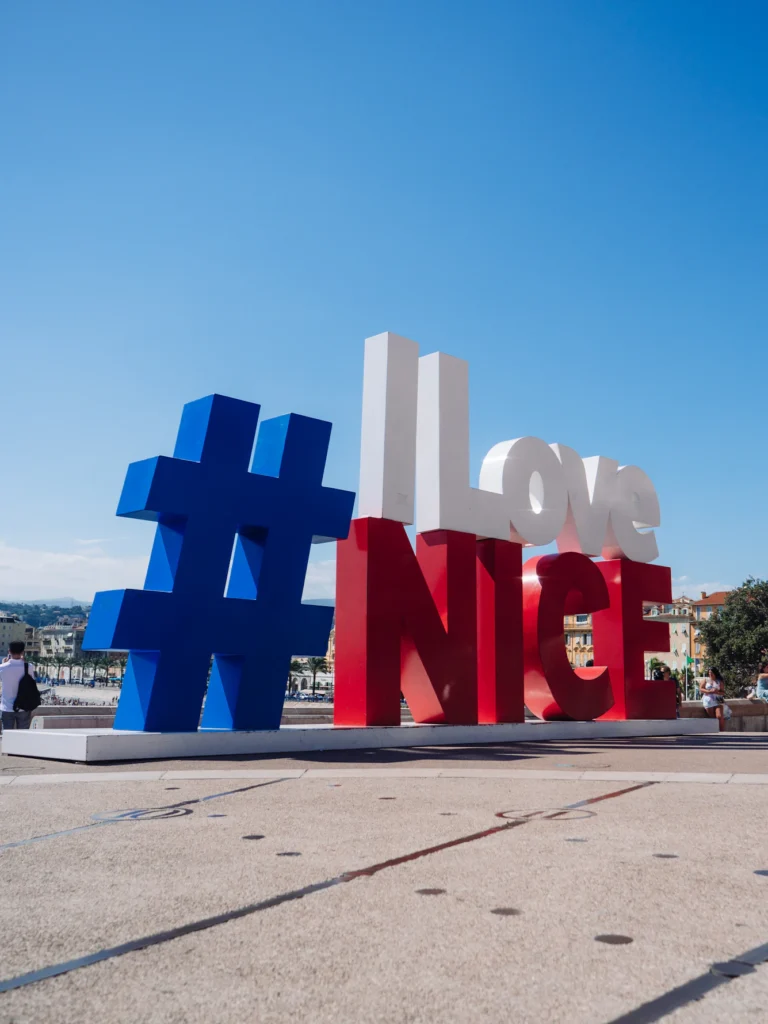 France UNESCO: #ILoveNice sign, Nice, France. Photograph by Chris Curry via Unsplash (Unsplash License).
