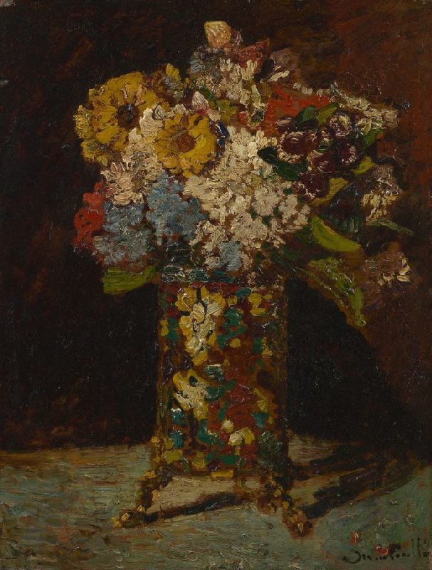 Van Gogh first self-portrait: Adolphe Monticelli, Vase of Flowers, 1875, Van Gogh Museum, Amsterdam, Netherlands.
