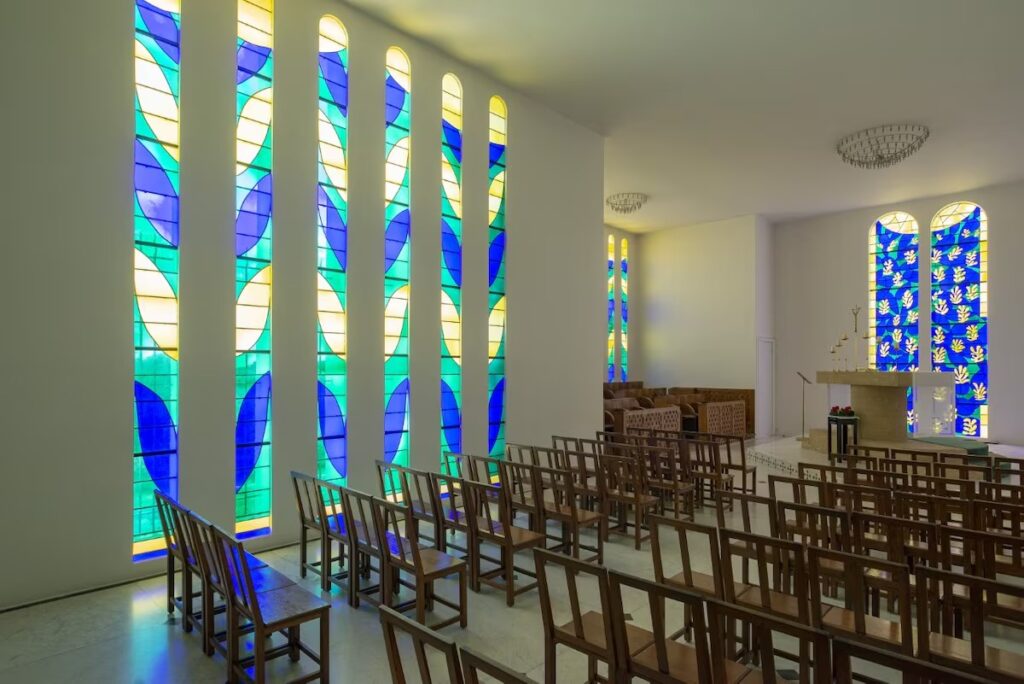 Henri Matisse cut-outs: Henri Matisse, Tree of Life windows in Matisse Chapel, Vence, France. Photography by Claude Almodovar. © 2019 Succession H. Matisse/Artists Rights Society (ARS), New York. The Washington Post.
