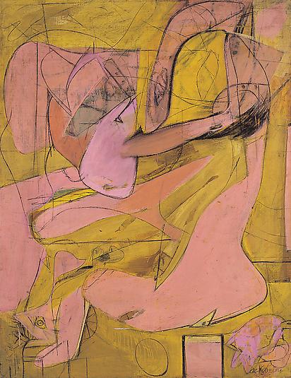 willem de kooning: Willem de Kooning, Pink Angels, c. 1945, oil and charcoal on canvas, 52 in x 40 in, Frederick R. Weisman Art Foundation, Los Angeles, CA, USA. Photograph by Brian Forrest/The Willem de Kooning Foundation.
