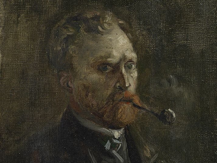 Van Gogh first self-portrait: Vincent van Gogh, Self-Portrait, 1886, Van Gogh Museum, Amsterdam, Netherlands. Detail.
