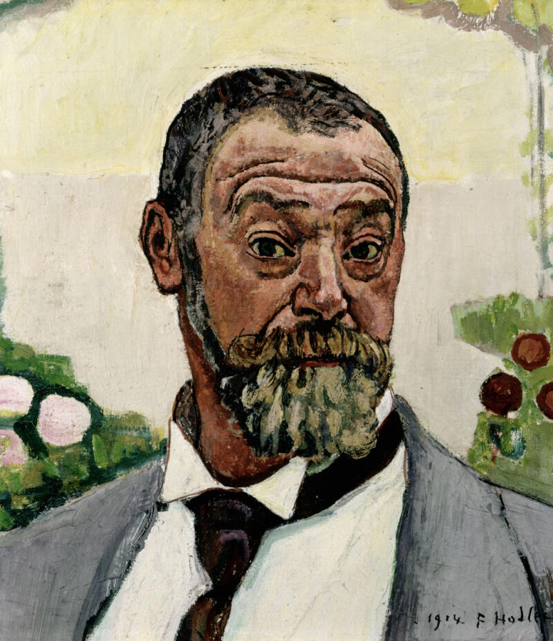 Ferdinand Hodler: Ferdinand Hodler, Self-Portrait with Roses, 1914, Museum zu Allerheiligen, Schaffhausen, Switzerland.
