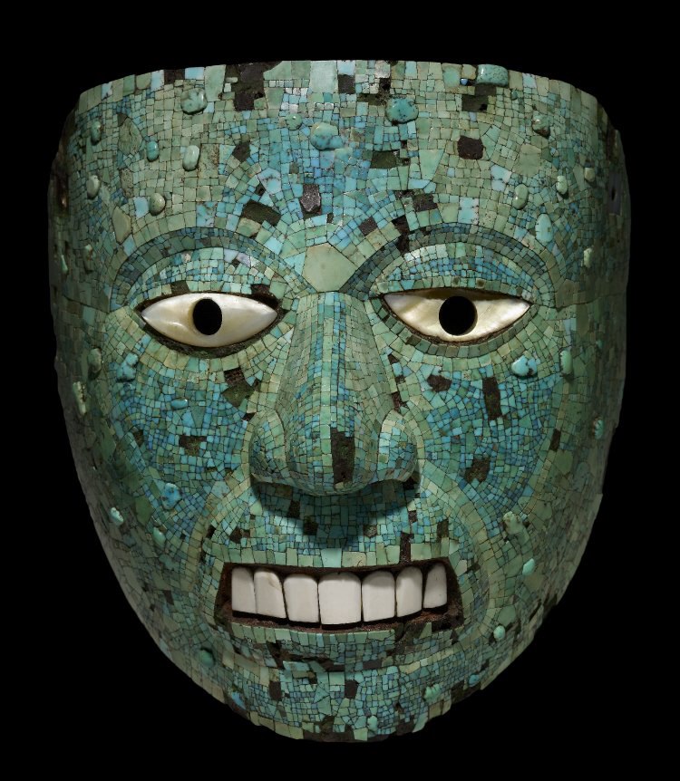 aztec art: Mask of Xiuhtecuhtli, 1400-1521, British Museum, London, UK.
