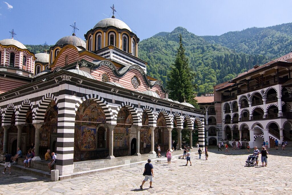 UNESCO Balkans: The courtyard of Rila Monastery, Bulgaria. Photograph by Raggatt2000 via Wikimedia Commons (CC BY-SA 3.0).
