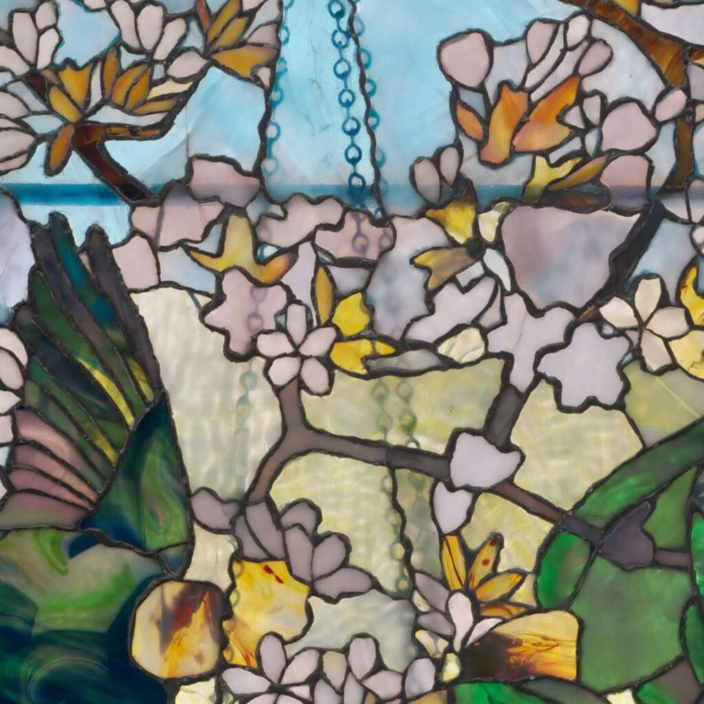 Louis Comfort Tiffany: Louis Comfort Tiffany, Parakeets and Goldfish Bowl, 1889, Museum of Fine Arts, Boston, MA, USA. Detail.
