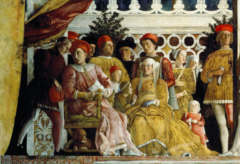 renaissance workshop: Andrea Mantegna, The Court of Mantua, 1471-1474, Camera degli Sposi, Ducal Palace, Mantua, Italy.
