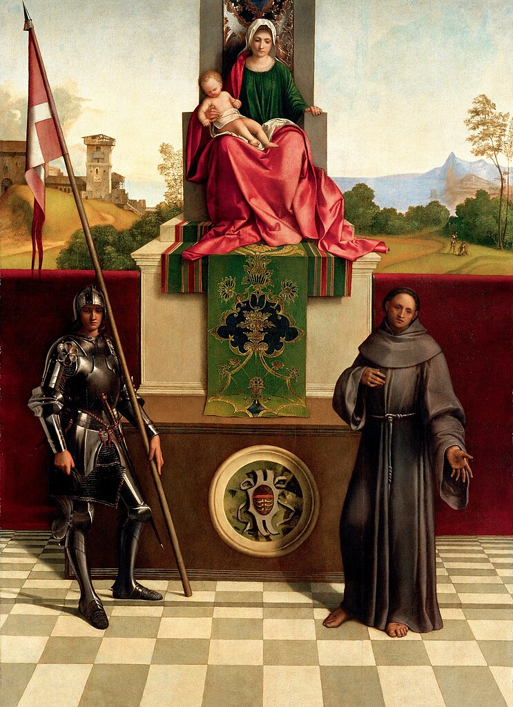 renaissance workshop: Giorgione, Madonna and Child Between St. Francis and St. Nicasius (Castelfranco Madonna), 1503-1504, Cathedral of Castlefranco Veneto, Castlefranco Veneto, Italy.
