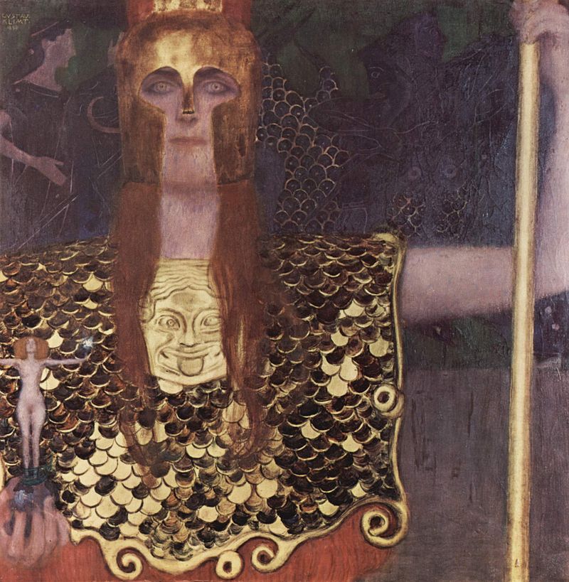 Athena in art: Gustav Klimt, Pallas Athena, 1898, Vienna Museum, Vienna, Austria.
