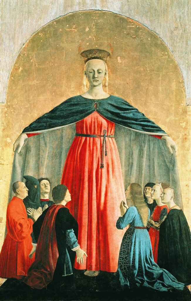 renaissance workshop: Piero della Francesca, Madonna della Misericordia, 1460-1462, Pinacoteca Comunale, Sansepolcro, Italy.
