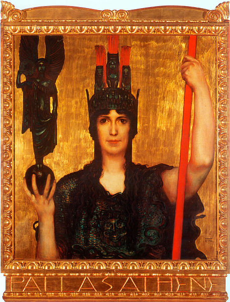 Athena in art: Franz von Stuck, Pallas Athene, 1898, Museum Georg Schäfer, Schweinfurt, Germany.
