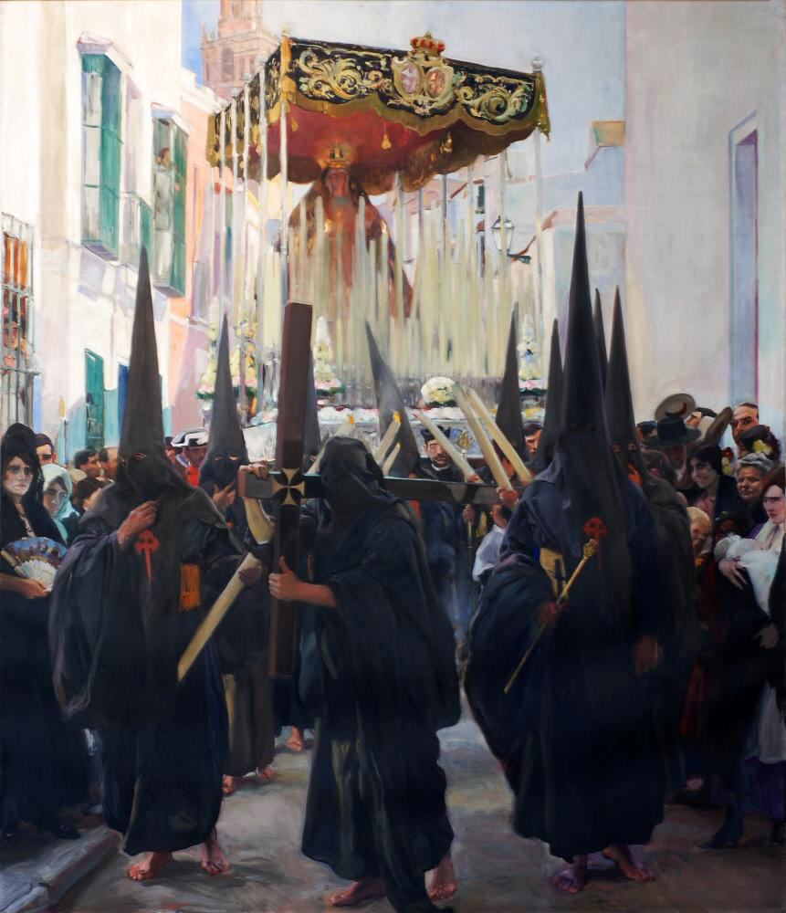 Vision of Spain: Joaquín Sorolla, Vision of Spain: Sevilla. Los nazarenos (Holy Week Penitents), 1914, Hispanic Society of America, New York City, NY, USA.
