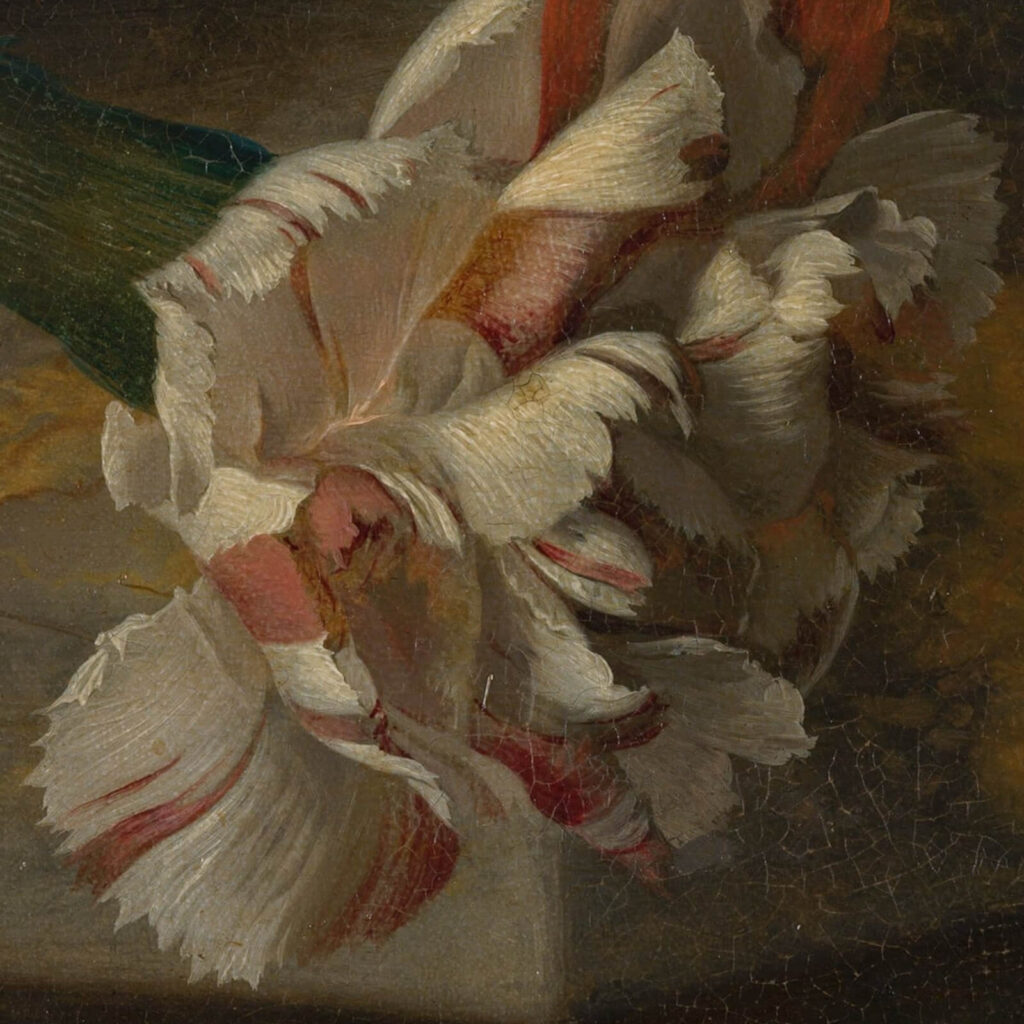 Jan van Huysum: Jan van Huysum, Flower Still Life, ca. 1700, Mauritshuis, The Hague, Netherlands. Detail.
