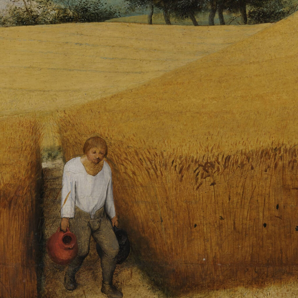 The Harvesters: Pieter Bruegel the Elder, Harvesters, 1565, Metropolitan Museum of Art, New York City, NY, USA. Detail.
