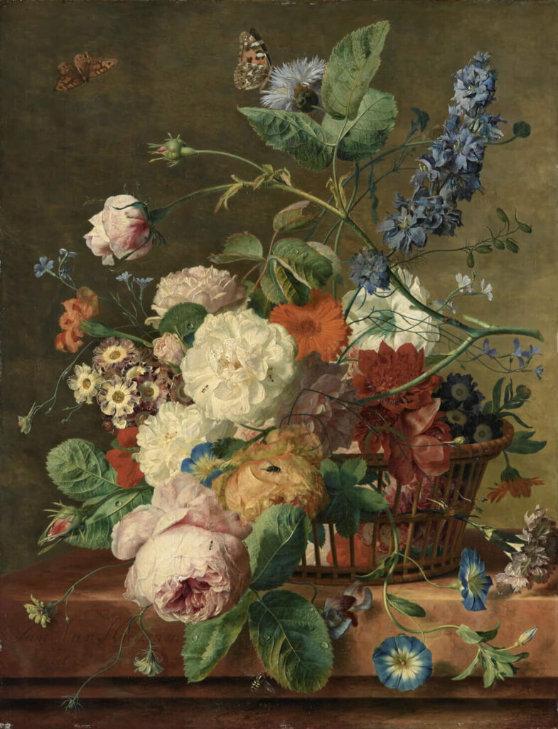 Jan van Huysum: Jan van Huysum, Corbeille de fleurs avec deux papillons, between 1700 and 1750, Louvre, Paris, France.
