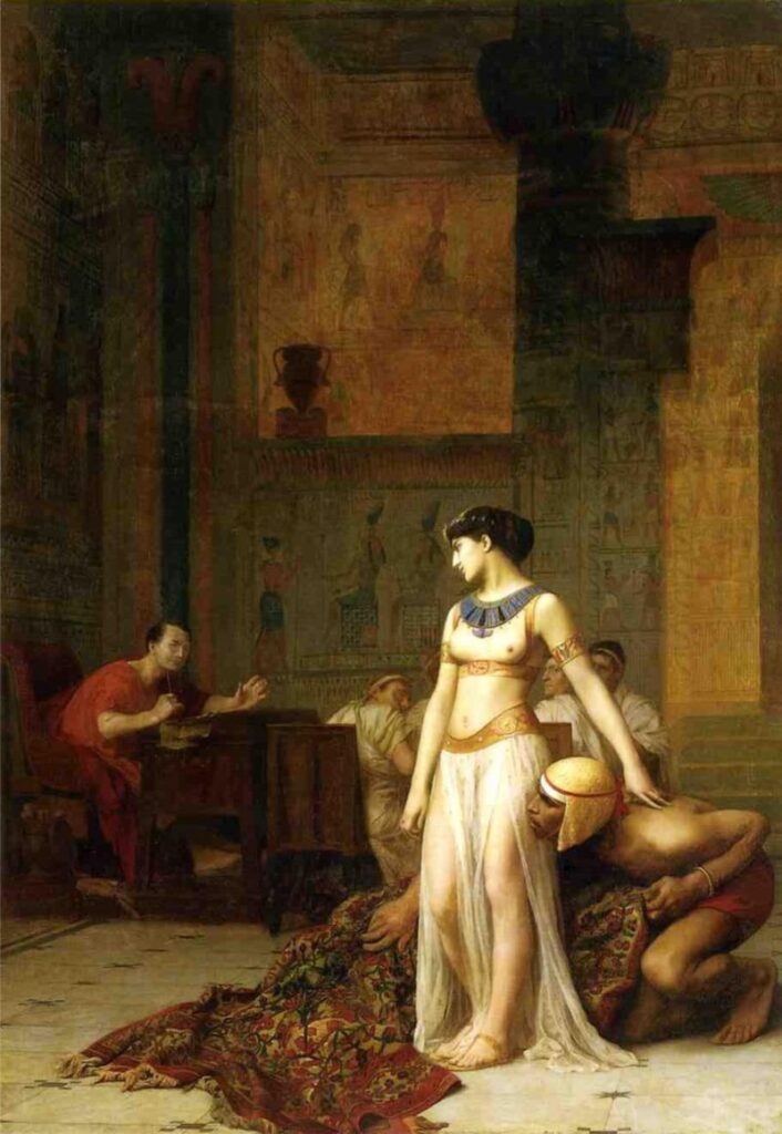 edmonia lewis death of cleopatra: Jean-Léon Gérôme, Cleopatra and Caesar, 1866, private collection.
