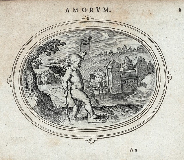 Girl Reading a Letter at an Open Window: Emblem of Cupid from: Otto van Veen, Amorum emblemata, Antwerp 1608.
