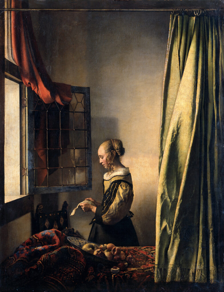 Girl Reading a Letter at an Open Window: Johannes Vermeer, Girl Reading a Letter at an Open Window (prior to conservation), c. 1657-1659. Gemäldegalerie Alte Meister, Staatliche Kunstsammlungen Dresden, Germany. © SKD, Foto: Klut/Estel.
