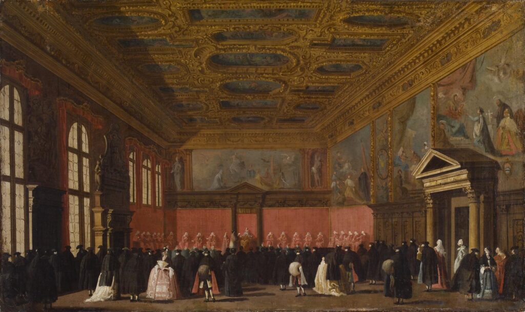 Venice: Follower of Canaletto, Reception of Foreign Ambassadors in the Doge’s Palace, Venice, ca. 1765-1780, Walters Art Museum, Baltimore, MD, USA.
