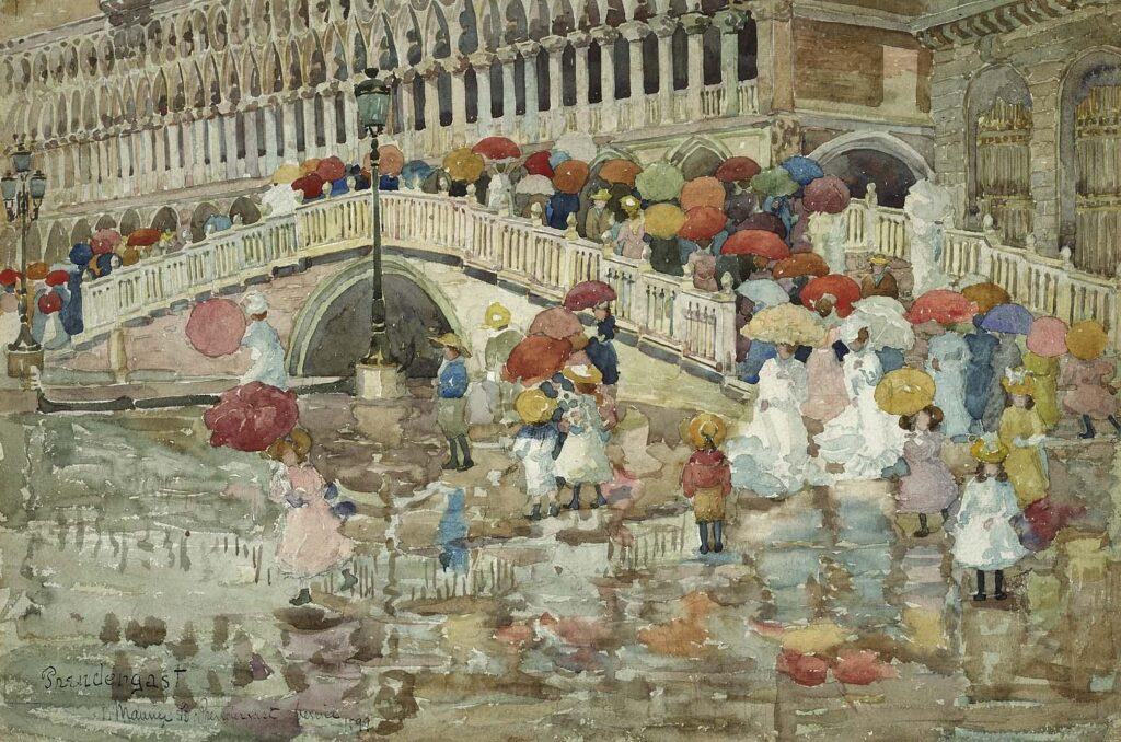 Venice: Maurice Brazil Prendergast, Umbrellas in the Rain, ca. 1899, Museum of Fine Arts, Boston, MA, USA.
