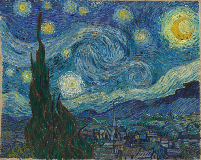 Vincent van Gogh paintings: Vincent van Gogh. The Starry Night, 1889, Museum of Modern Art, New York City, NY, USA.
