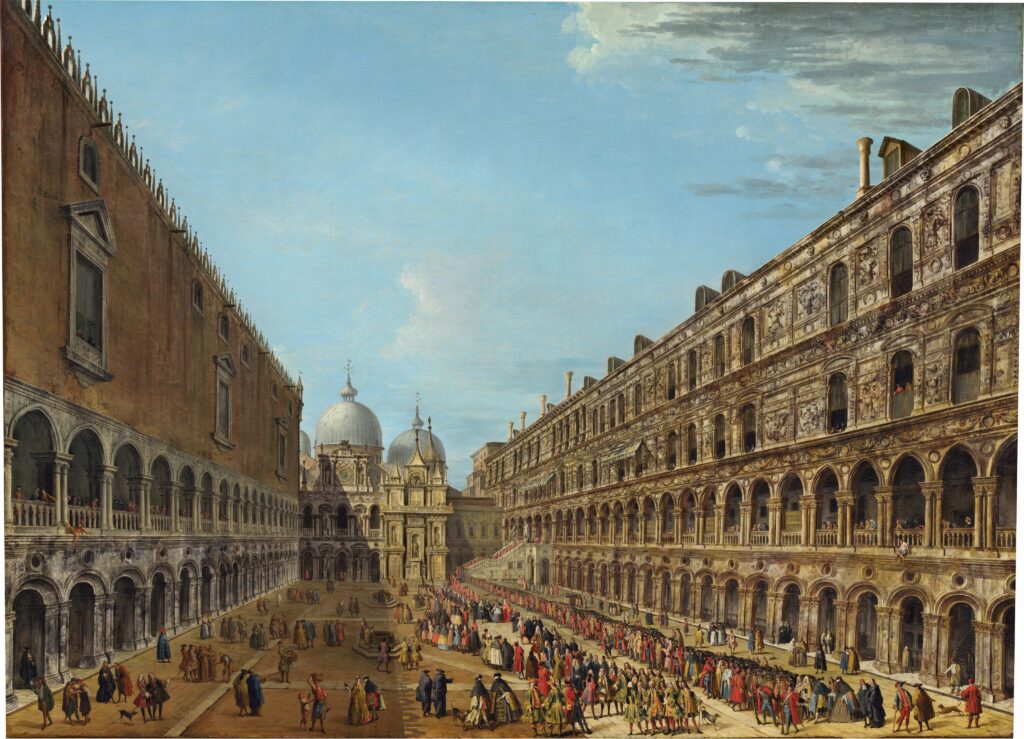 Venice: Antonio Joli, Procession in the Courtyard of the Ducal Palace, ca. 1742, National Gallery of Art, Washington, DC, USA.
