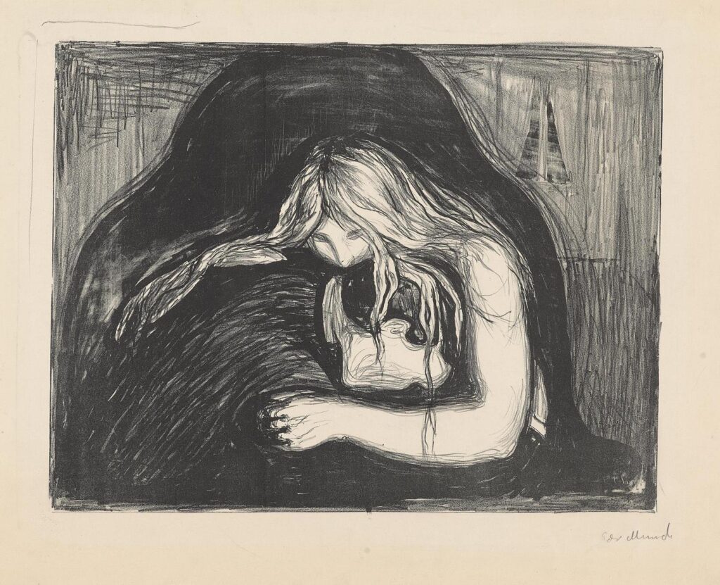 Edvard Munch Vampire: Edvard Munch, Vampire I, 1895, lithograph, Munch Museum, Oslo, Norway.
