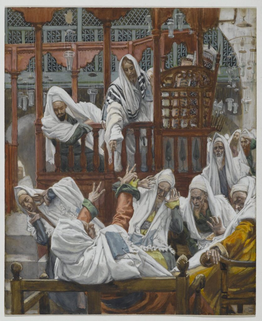 madness art: James Tissot, The Possessed Man in the Synagogue, 1886–1894, Brooklyn Museum, New York City, NY, USA.
