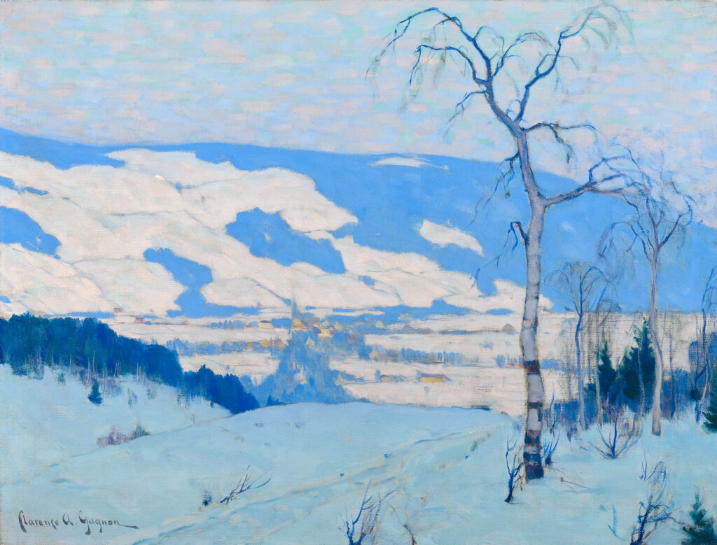 McMichael: Clarence Gagnon, Twilight, Baie St. Paul, c. 1920, oil on canvas, 49.9 x 65 cm (19 5/8 x 25 9/16 in.), Gift of Mr. Syd Hoare, McMichael Canadian Art Collection, Kleinburg, Canada. 1975.61.
