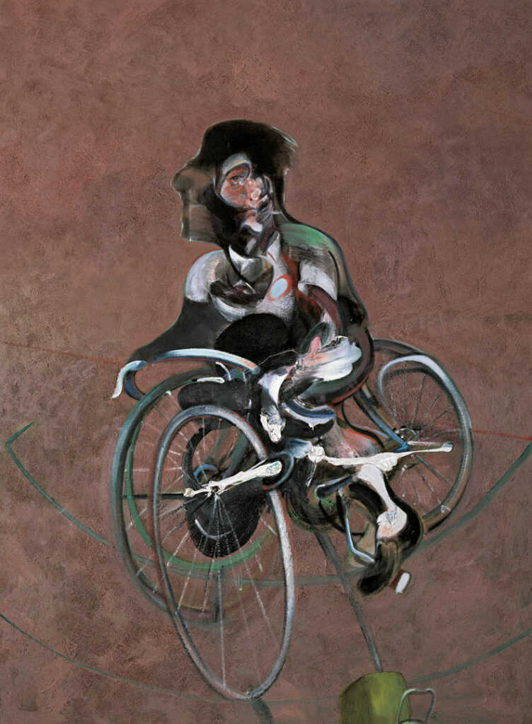 Francis Bacon paintings: Francis Bacon, Portrait of George Dyer Riding a Bicycle, 1966. Francis Bacon Estate.
