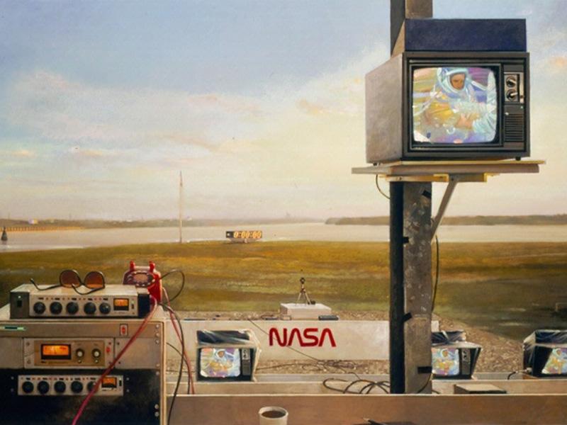 NASA Art Program Relaunch: Martin Hoffman, Sunrise Suit Up, 1988, NASA Art Collection.
