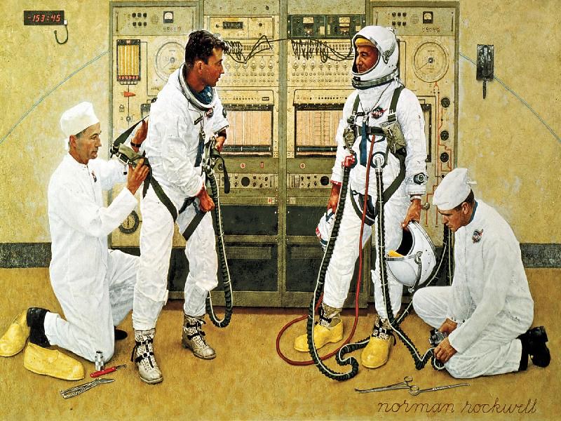 NASA Art Program Relaunch: Norman Rockwell, Grissom and Young, 1965, NASA Art Collection.
