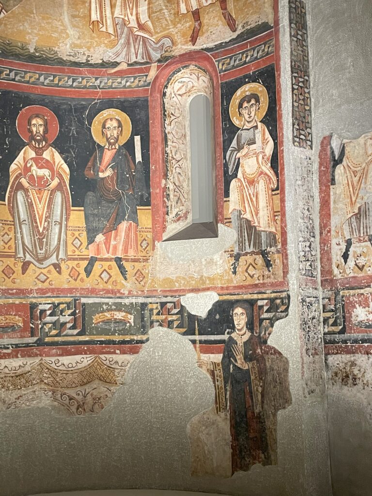 Romanesque art Barcelona: Frescoes of the apse of Sant Pere del Burgal, ca. 1100, Museu Nacional d’Art de Catalunya, Barcelona, Spain. Photograph by the author.
