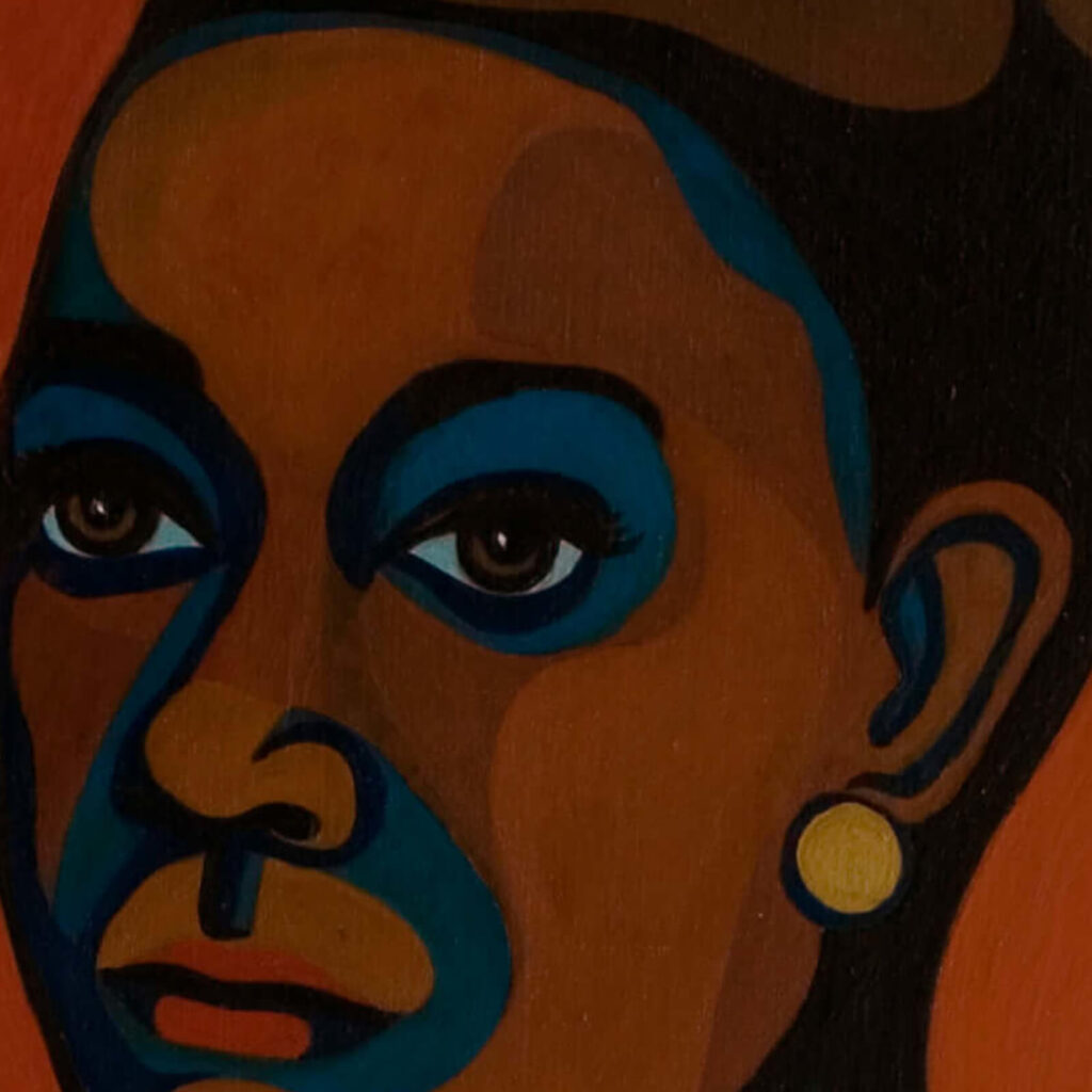 Faith Ringgold Self-Portrait: Faith Ringgold, Self-Portrait, 1965, Brooklyn Museum, New York City, NY, USA. Detail.
