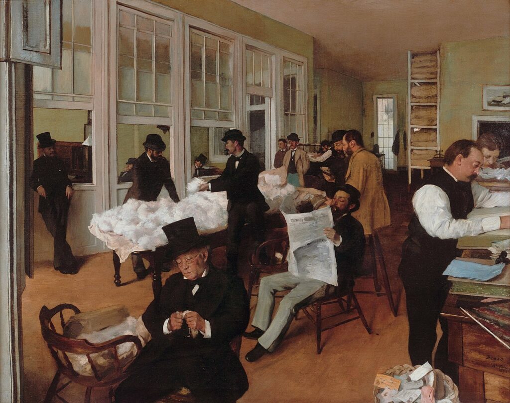 Edgar Degas: Edgar Degas, A Cotton Office in New Orleans, 1873, Musée des Beaux-Arts de Pau, Pau, France.
