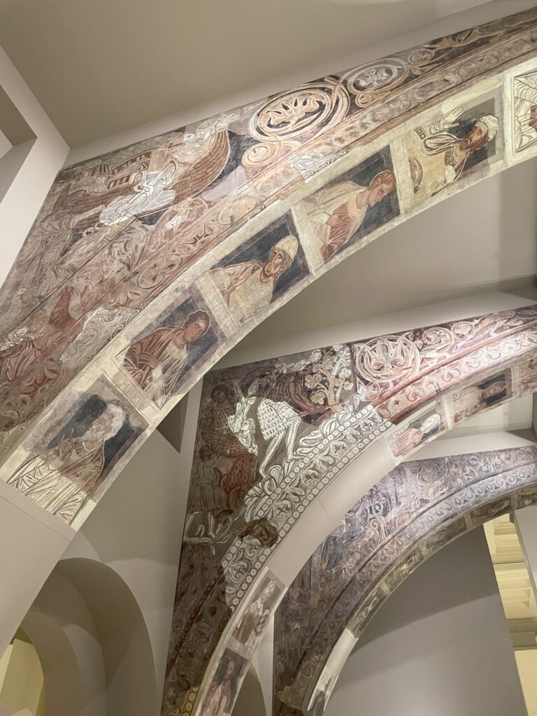 Romanesque art Barcelona: Frescoes from the Chapterhouse of Santa Maria in Sigena, 1196–1208, Museu Nacional d’Art de Catalunya, Barcelona, Spain. Photograph by the author.
