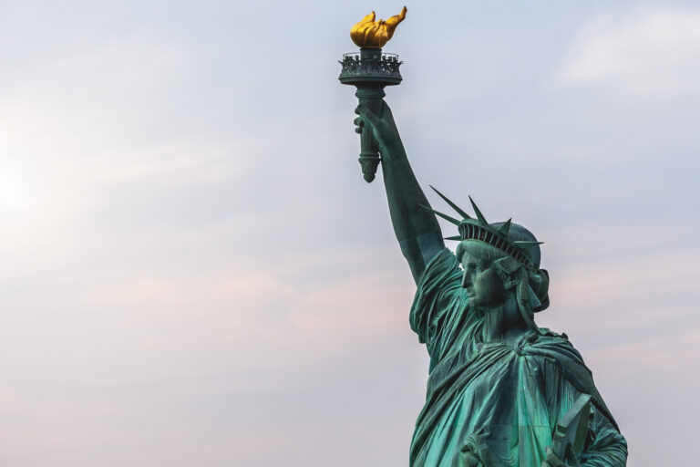 Statue of Liberty: Frédéric Auguste Bartholdi, Liberty Enlightening the World (Statue of Liberty), 1886 (dedication), New York City, NY, USA. The Statue of Liberty—Ellis Island Foundation. Detail.
