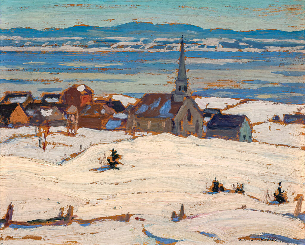 Group of Seven: A. Y. Jackson, St. Fidele, Que, c. 1927, oil on panel, oil on wood panel, Gift of Colonel R. S. McLaughlin, McMichael Canadian Art Collection, Kleinburg, Canada.
