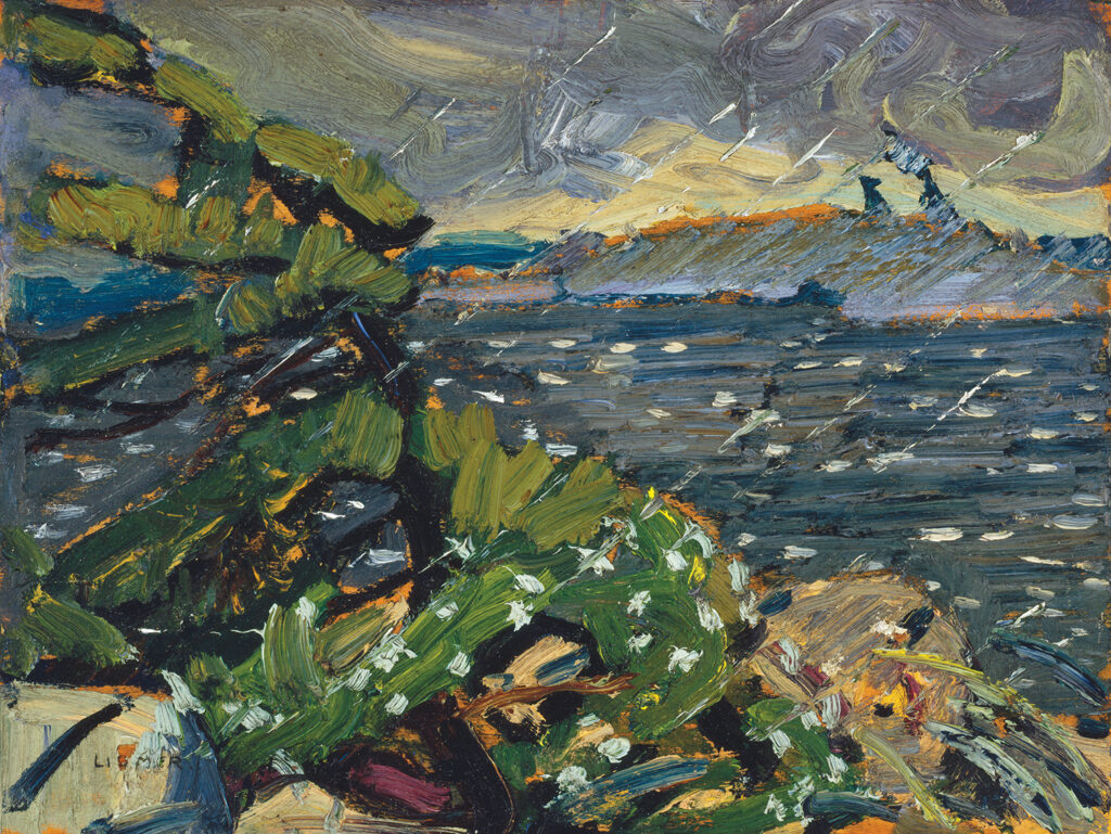 Group of Seven: Arthur Lismer, Rain in the North Country, c. 1920, oil on panel, 22.3 x 30.8 cm (8 3/4 x 12 1/8 in.), Gift of the Founders, Robert and Signe McMichael, McMichael Canadian Art Collection, Kleinburg, Canada.
