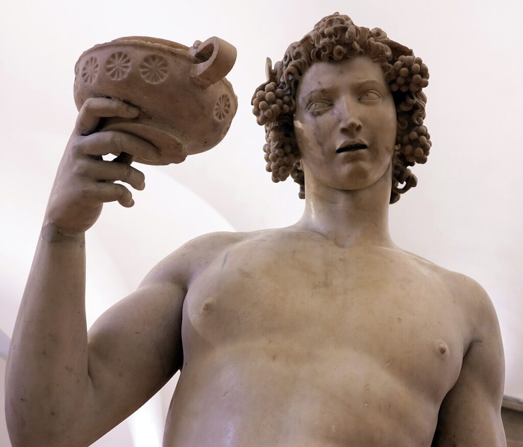 madness art: Michelangelo Buonarroti, Bacchus, 1496–1497, Museo Nazionale del Bargello, Florence, Italy. Photo by Francesco Bini via Wikimedia Commons (CC BY-SA 4.0).
