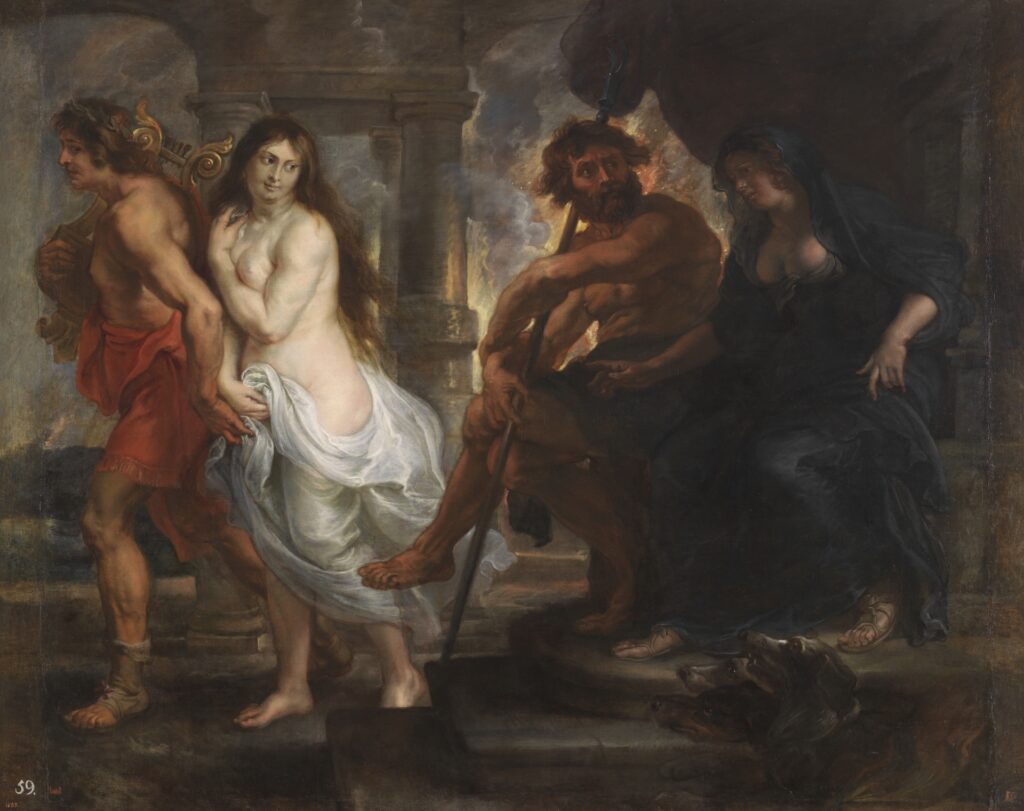 Orpheus paintings: Peter Paul Rubens and workshop, Orpheus and Eurydice, 1636–1638, Museo del Prado, Madrid, Spain.
