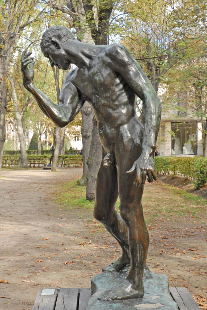 burghers of calais: Auguste Rodin, Nude figure of Pierre de Wissant, c.1885, Musée Rodin, Paris, France (Photograph by dalbera from Paris, France via Wikimedia Commons, CC BY 2.0)
