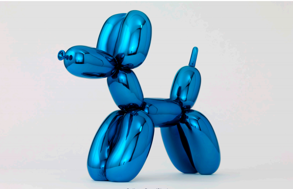 contemporary art quiz: Balloon Dog (Blue), 2021. ArtNews.