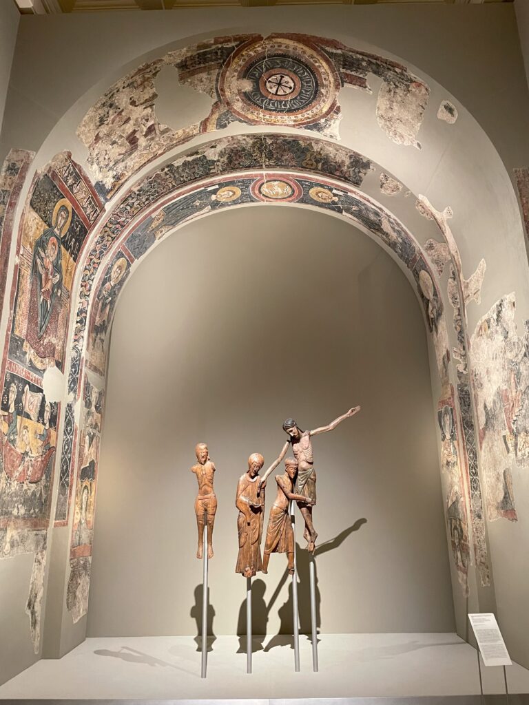 Romanesque art Barcelona: The Descent from the Cross from Santa Maria in Taüll, 1150–1200, Museu Nacional d’Art de Catalunya, Barcelona, Spain. Photograph by the author.
