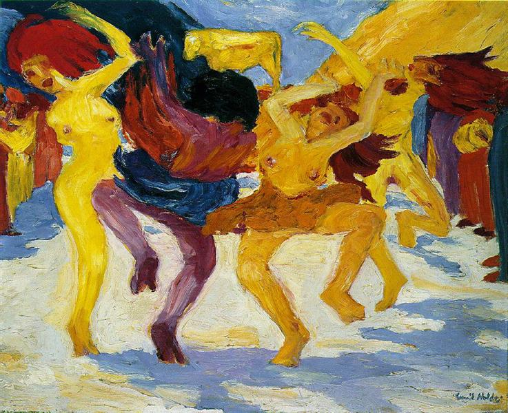 emil nolde: Emil Nolde, Dance Around the Golden Calf, 1910. WikiArt.
