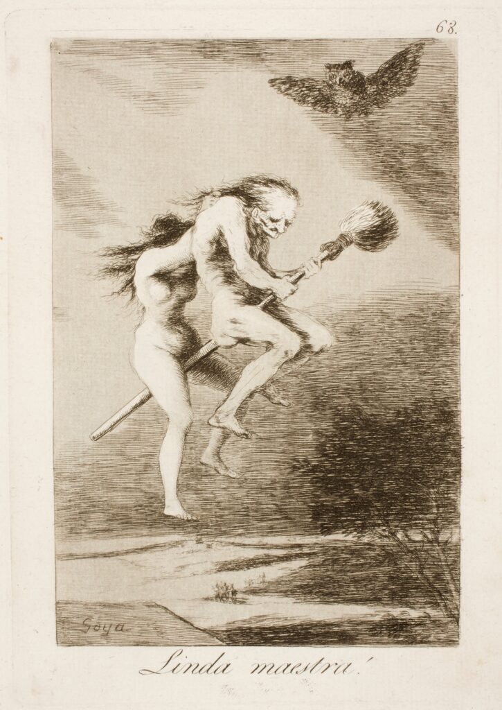 Caprichos: Francisco Goya, Capricho No. 68: Linda maestra (Pretty Teacher), 1799, Museo del Prado, Madrid, Spain.
