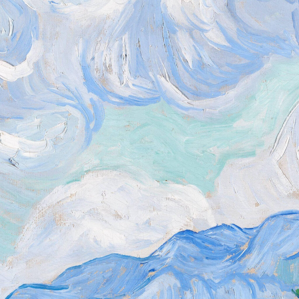 wheatfield with cypresses: Vincent van Gogh, Wheatfield with Cypresses, 1889, National Gallery, London, UK. Detail.
