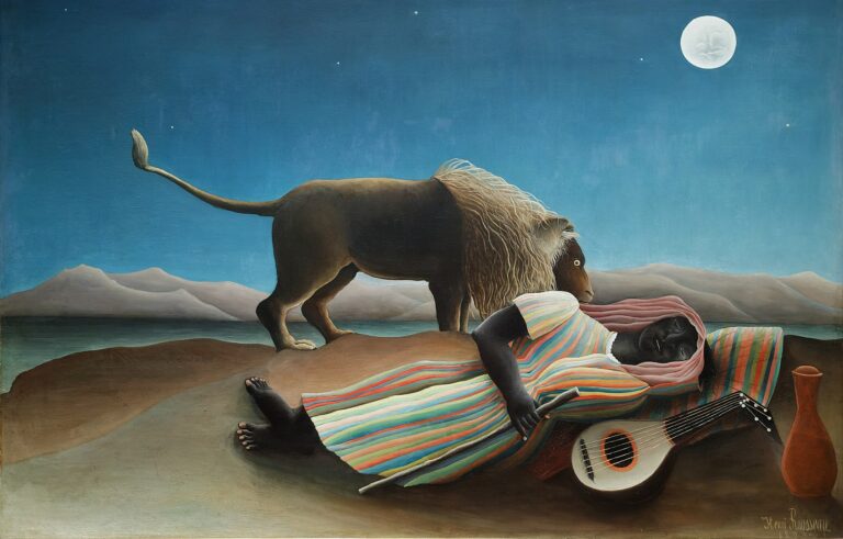 Henri Rousseau paintings: Henri Rousseau, The Sleeping Gypsy, 1897, Museum of Modern Art, New York City, NY, USA.
