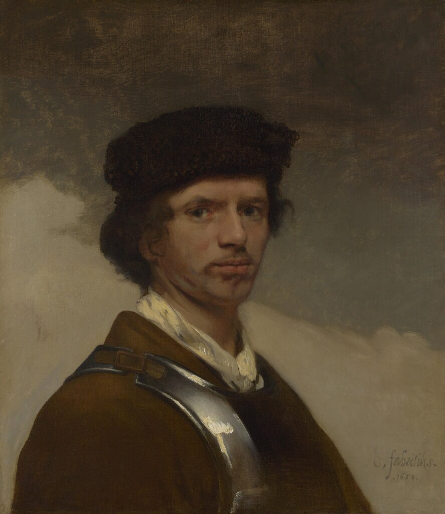 Carel Fabritius: Carel Fabritius, Young Man in a Fur Cap, 1654, National Gallery, London, UK.
